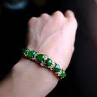 Gem Gardener, Vintage Chinese Jade Bracelet, art deco jade bracelet, vintage jade jewelry for sale, jade and diamond bracelet, jade jewellery singapore, vintage gold bracelets for sale