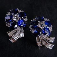 Gem Gardener, royal blue sapphire earrings, blue sapphire earrings singapore, sapphire earrings flower, sapphire diamond flower earrings, blue sapphire flower earrings white gold