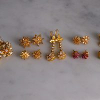 Gem Gardener, Antique Yellow Gold Diamond Earrings, peranakan earrings singapore, diamond earrings vintage, vintage earrings singapore