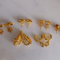 Gem Gardener, Antique Yellow Gold Diamond Earrings, peranakan earrings singapore, diamond earrings vintage, vintage earrings singapore