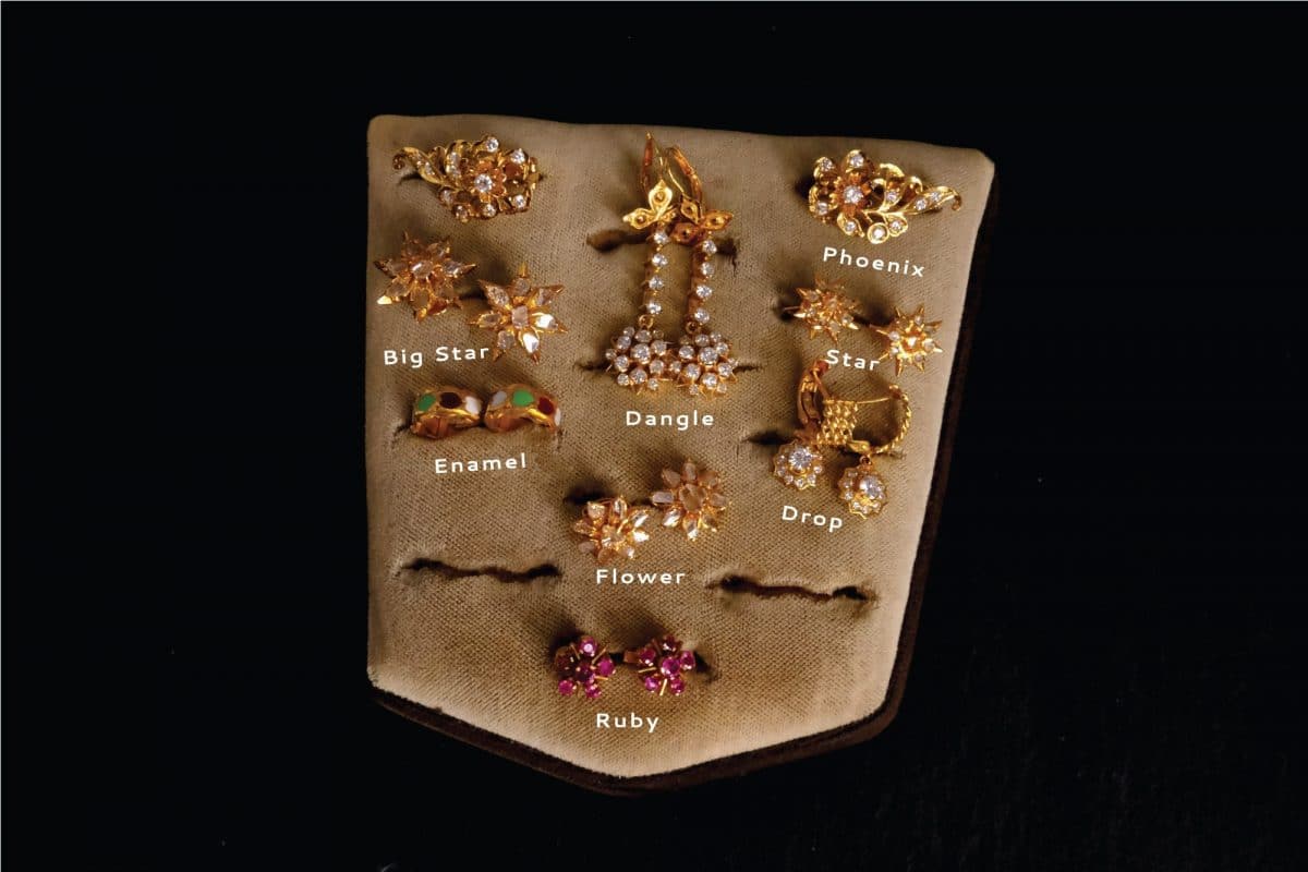 Gem Gardener, Antique Yellow Gold Diamond Earrings, peranakan earrings singapore, diamond earrings vintage, vintage earrings singapore