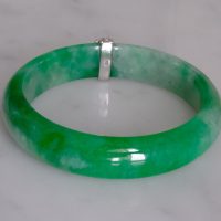 Gem Gardener, green jadeite jade bangle, jade bangle 55, jade bangle singapore, jade bangle with diamonds, art deco jade jewelry, 55mm jadeite bangle