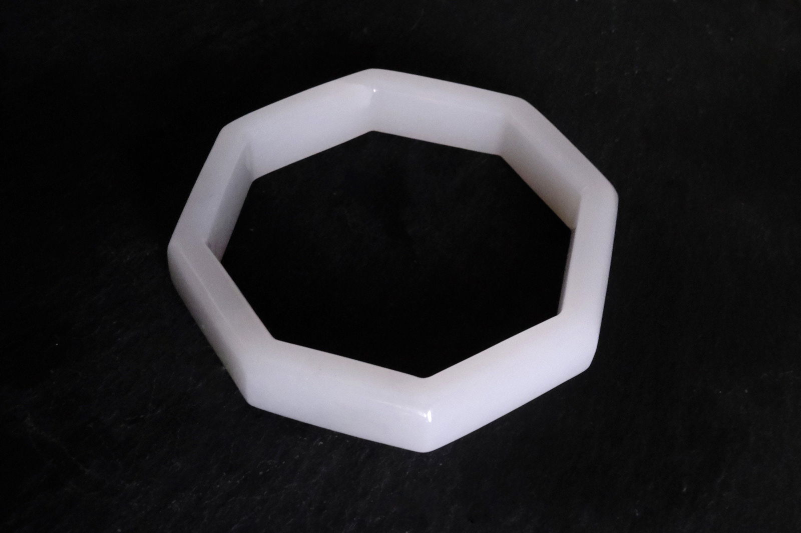 Gem Gardener, pure white jade bangle, white jade bangle singapore, white jadeite bangle, octagonal bangle