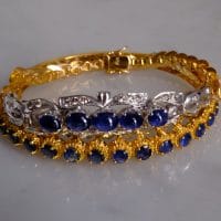 Vintage Blue Sapphire Bracelet, Burmese Sapphire Bracelet, Gem Gardener, blue sapphire bracelet yellow gold, Blue Sapphire Cuff Bracelet, blue sapphire bangle bracelet, vintage chinese gold jewelry, dainty gold bangle bracelet, chinese gold bangle bracelets