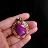 Gem Gardener, big ruby pendant, large ruby pendant, antique gold ruby pendant, vintage gold ruby pendant, ruby cabochon pendant