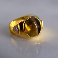 Gem Gardener, Tourmaline Cat Eye Ring, vintage cats eye ring, cats eye mens ring vintage, vintage gold rings mens, vintage rings men