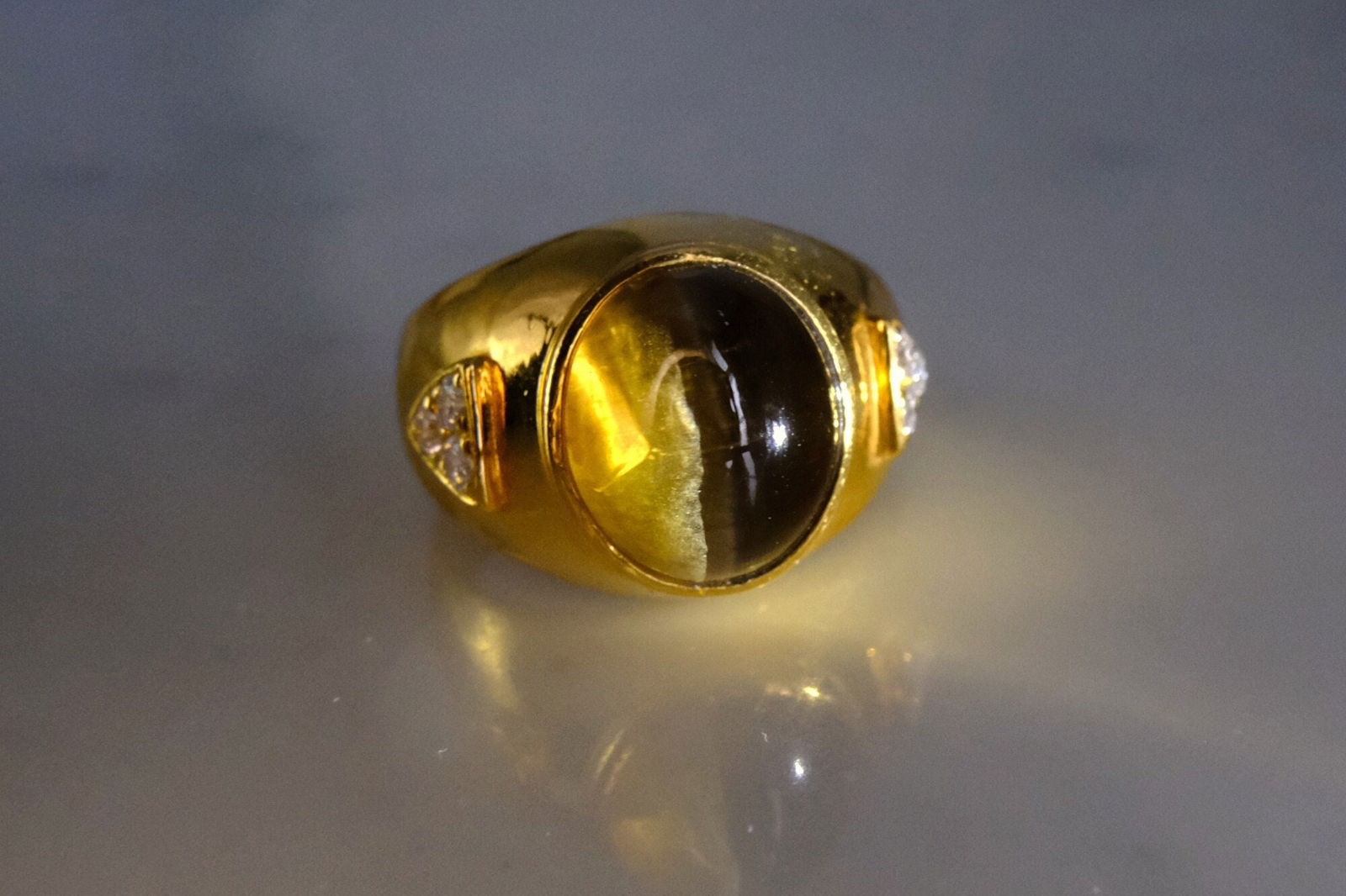 Gem Gardener, Tourmaline Cat Eye Ring, vintage cats eye ring, cats eye mens ring vintage, vintage gold rings mens, vintage rings men