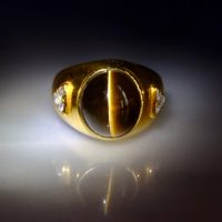 Gem Gardener, Tourmaline Cat Eye Ring, vintage cats eye ring, cats eye mens ring vintage, vintage gold rings mens, vintage rings men