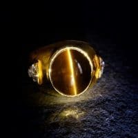 Gem Gardener, Tourmaline Cat Eye Ring, vintage cats eye ring, cats eye mens ring vintage, vintage gold rings mens, vintage rings men