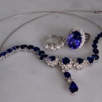 Gem Gardener, royal blue sapphire necklace, blue sapphire necklace white gold, blue sapphire jewelry set, sapphire lavalier necklace, dainty sapphire necklace, statement blue sapphire necklace