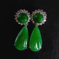 Gem Gardener, vintage jadeite earrings, art deco jade earrings, jadeite earrings singapore, jade drop earrings white gold