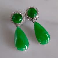 Gem Gardener, vintage jadeite earrings, art deco jade earrings, jadeite earrings singapore, jade drop earrings white gold