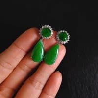 Gem Gardener, vintage jadeite earrings, art deco jade earrings, jadeite earrings singapore, jade drop earrings white gold