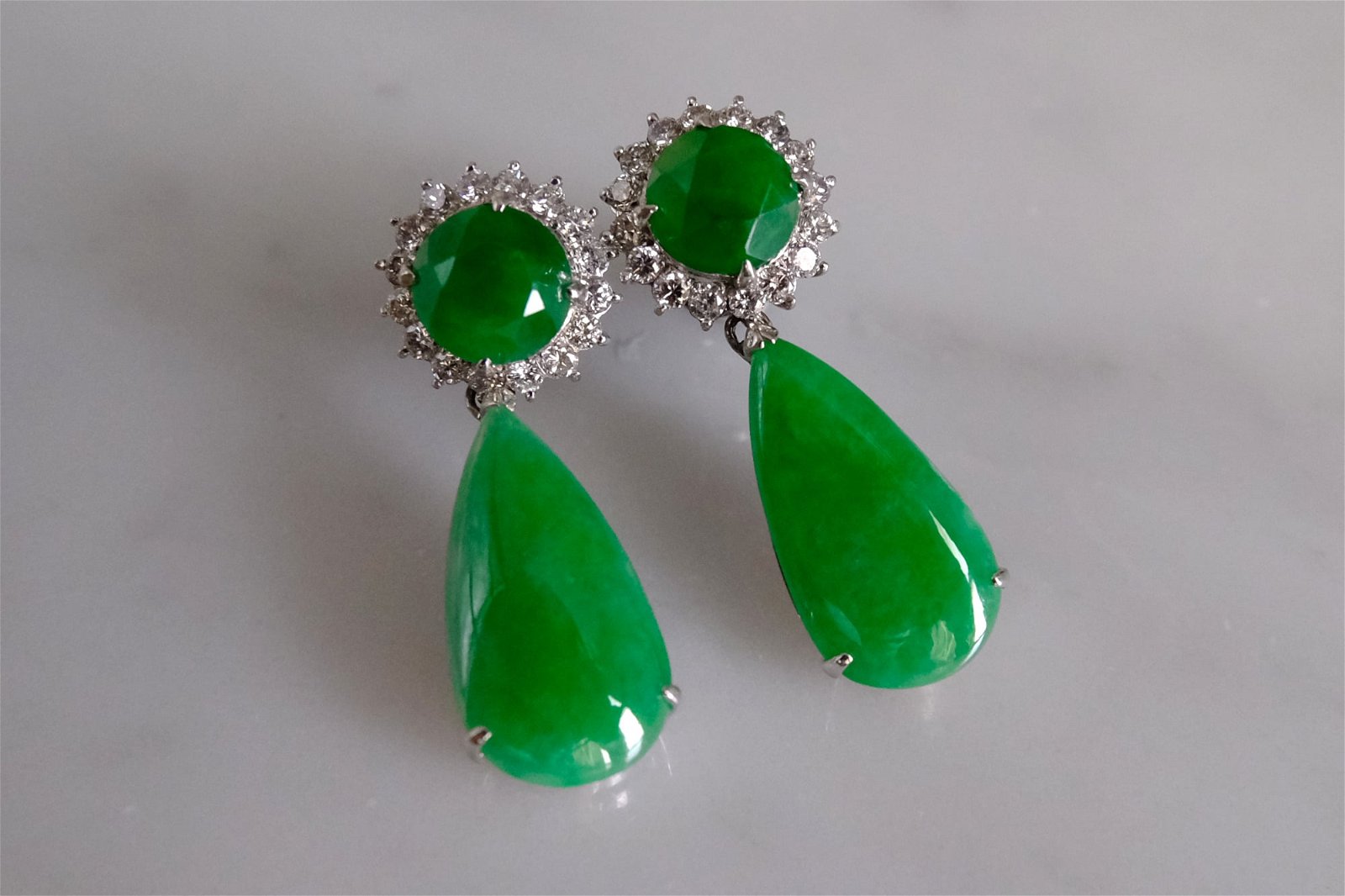 Art Deco Vintage Jadeite Earrings 18k Gem Gardener