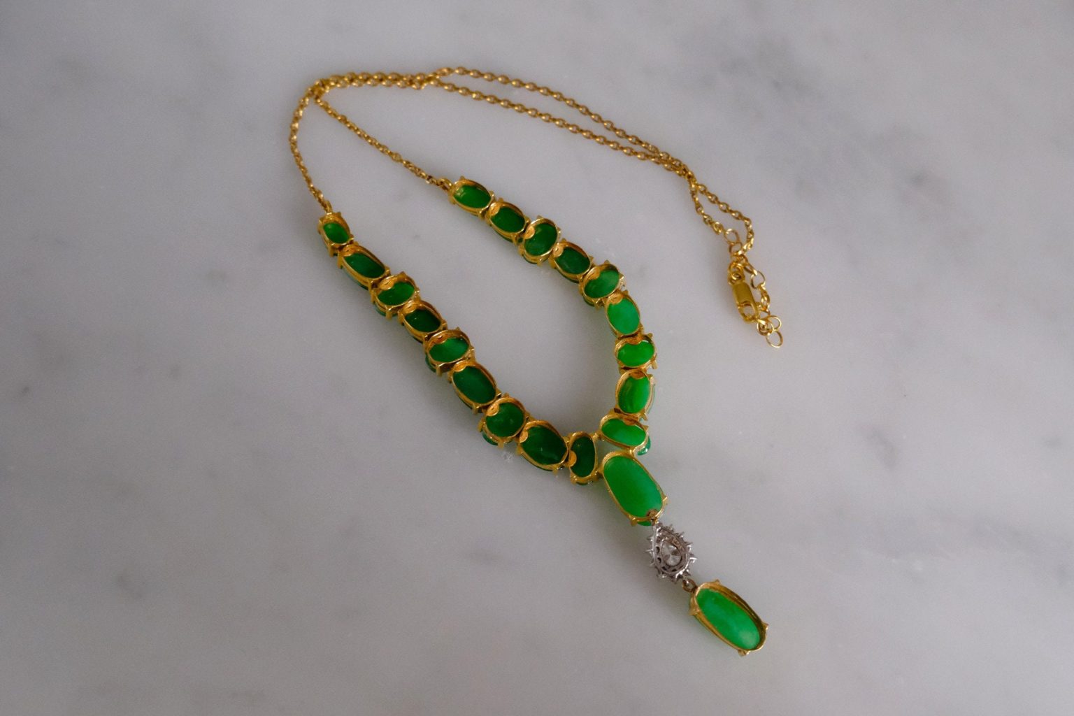 Antique Green Jade Jewelry Necklace 18k Gem Gardener