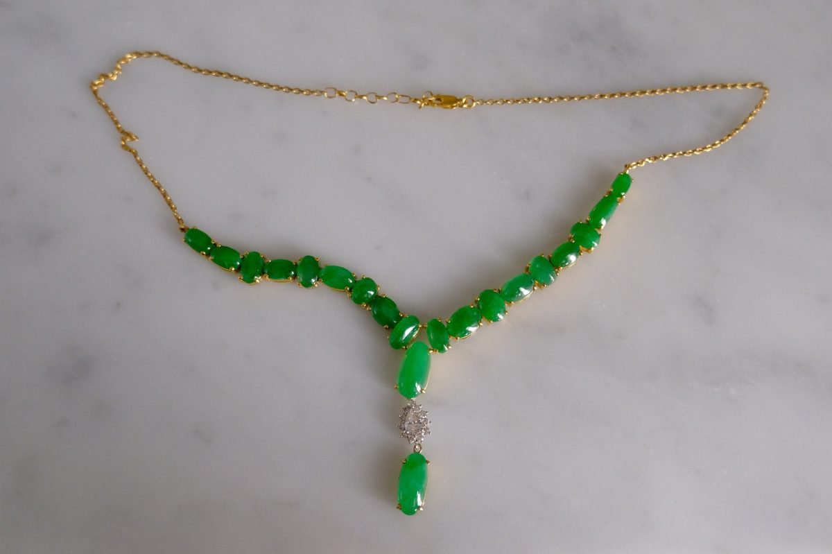 Antique Green Jade Jewelry Necklace 18k | Gem Gardener