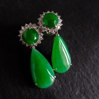 Gem Gardener, vintage jadeite earrings, art deco jade earrings, jadeite earrings singapore, jade drop earrings white gold