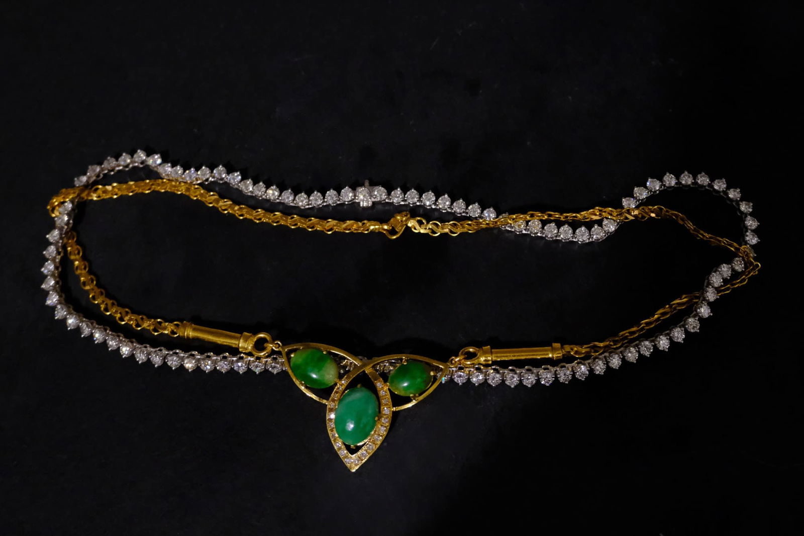 Vintage Chinese Jade Gold Necklace Lavaliere 22k Gem Gardener