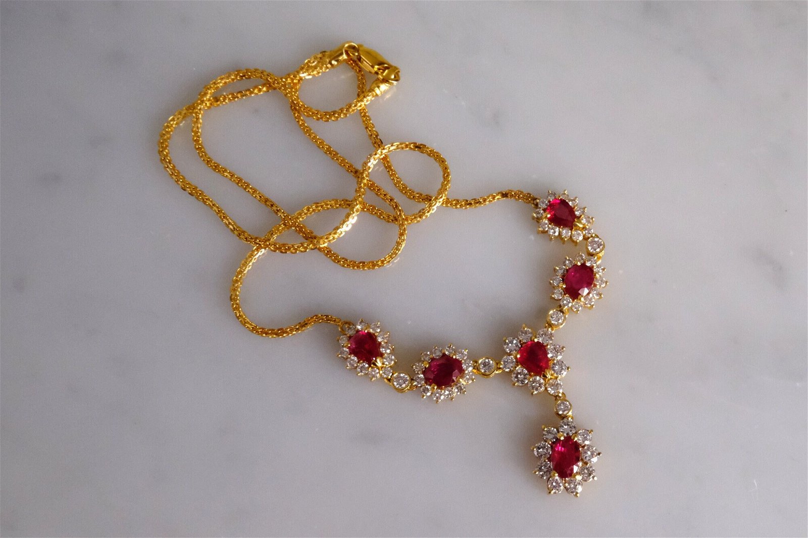 Dainty Burmese Ruby Necklace 18k Vintage | Gem Gardener