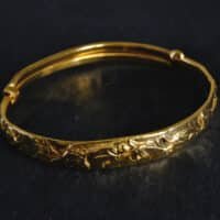 24k antique gold, Gem Gardener, Antique Gold Chinese Jewelry, antique gold bangles for sale, chinese 24k gold bangle, antique peranakan jewellery