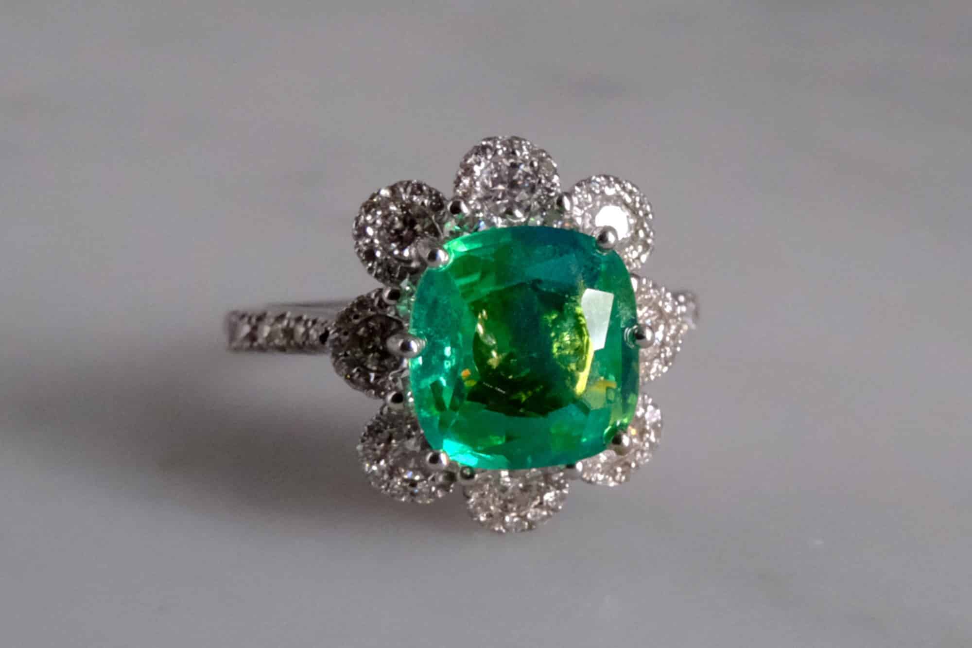 Dainty Art Deco Emerald Ring 18k | Gem Gardener