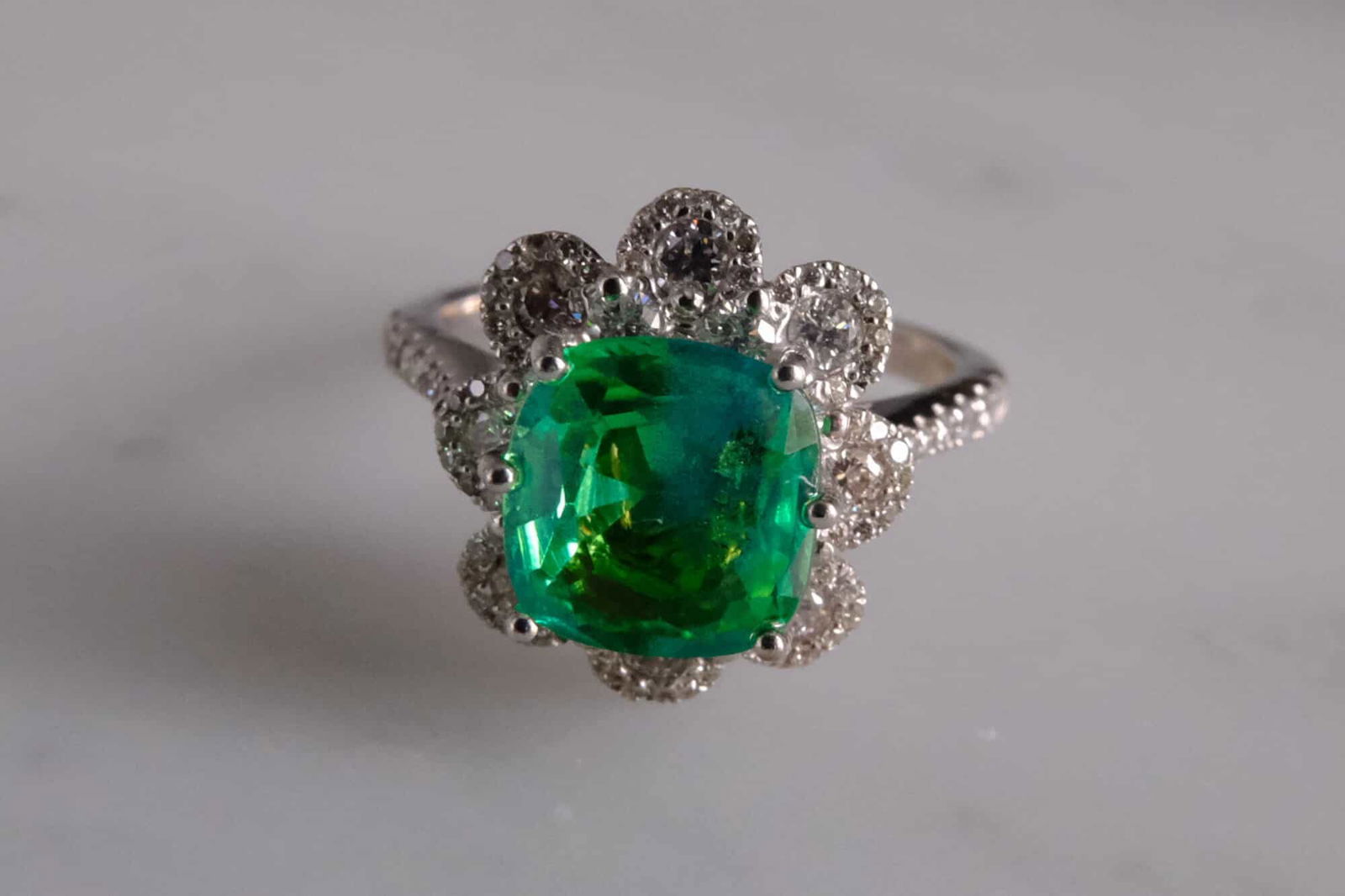 Dainty Art Deco Emerald Ring 18k | Gem Gardener