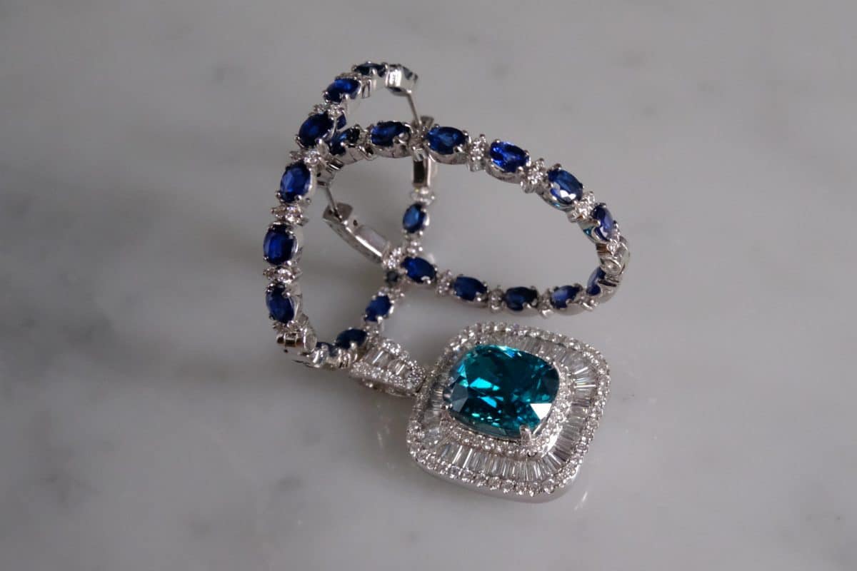 blue zircon necklace white gold