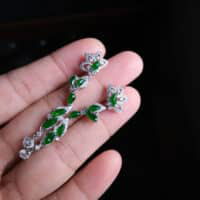 jade drop earrings, 翡翠耳环, emerald green jade drop earrings, jade earrings singapore, jade dangle earrings, imperial green jade earring, fine jade jewelry, Gem Gardener