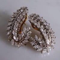 Gem Gardener, feather earrings statement, cluster earrings diamond, diamond leaf earrings, bridal statement earrings, diamond earrings design