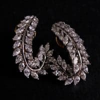 Gem Gardener, feather earrings statement, cluster earrings diamond, diamond leaf earrings, bridal statement earrings, diamond earrings design