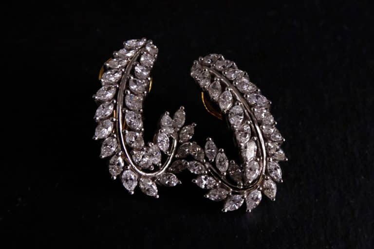 Gem Gardener, feather earrings statement, cluster earrings diamond, diamond leaf earrings, bridal statement earrings, diamond earrings design