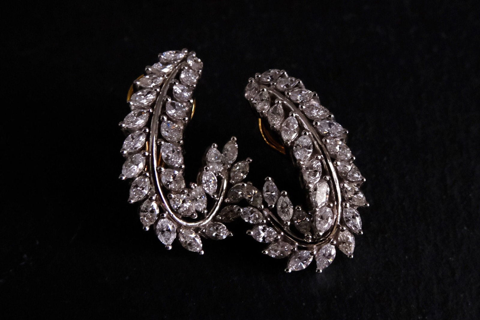 Gem Gardener, feather earrings statement, cluster earrings diamond, diamond leaf earrings, bridal statement earrings, diamond earrings design