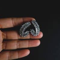 Gem Gardener, feather earrings statement, cluster earrings diamond, diamond leaf earrings, bridal statement earrings, diamond earrings design