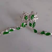 Imperial Jade Dainty Leaf Earrings Dangle 18k