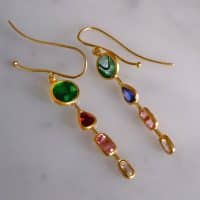 Gem Gardener, roman style gold earrings, medieval earrings, 24k gold dangle earrings, modernist gold earrings, handmade earrings singapore