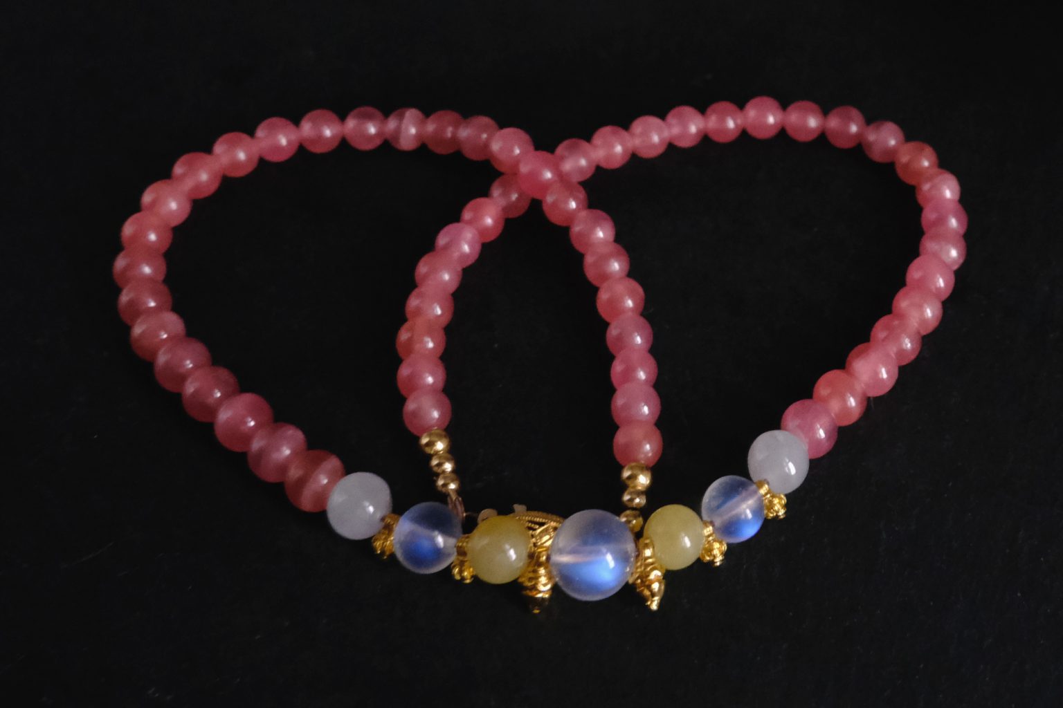 Grapefruit Rhodochrosite Necklace Bead 22k | Gem Gardener