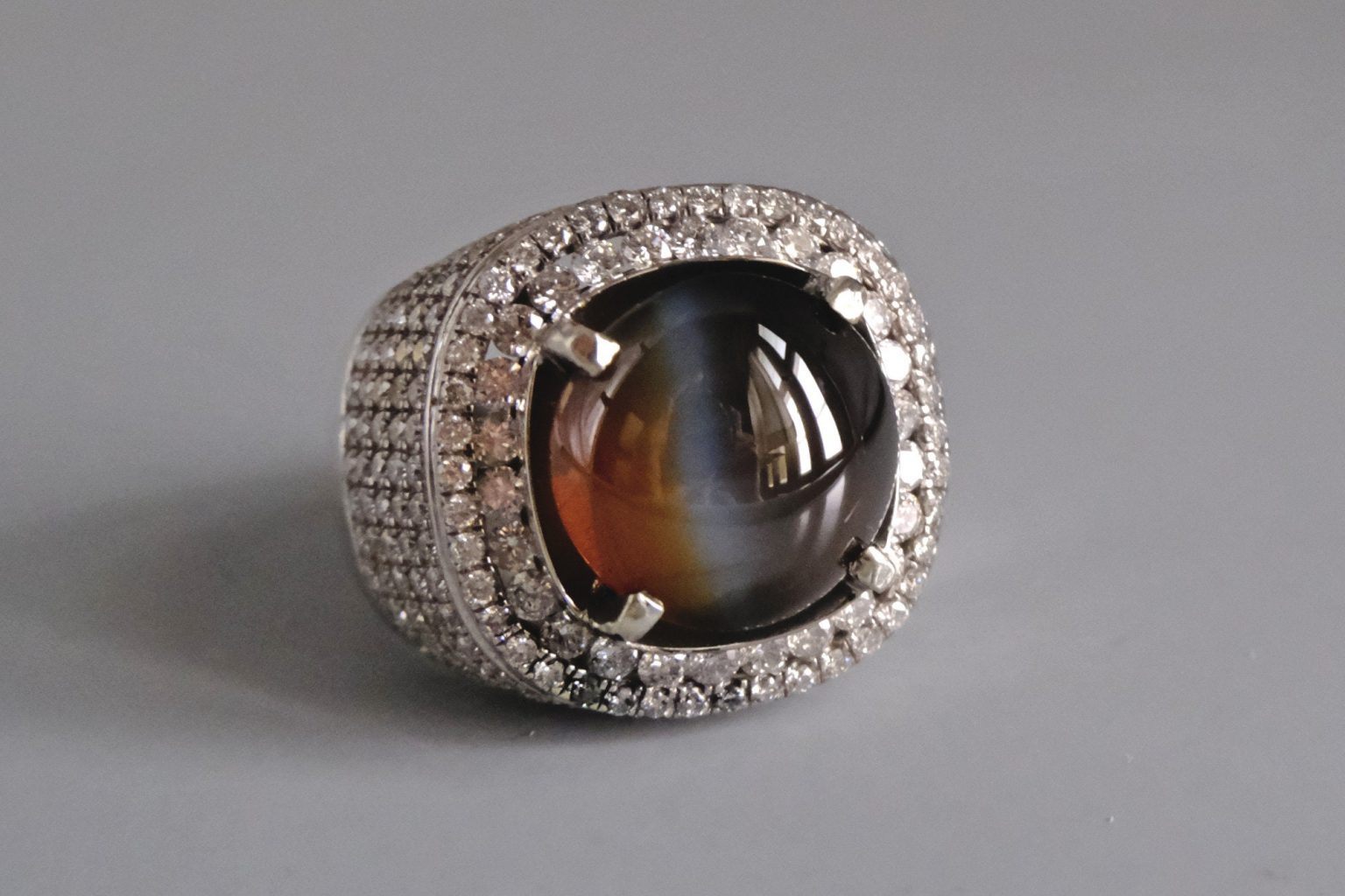 15ct Cats Eye Ring Mens Chrysoberyl 18k Gem Gardener