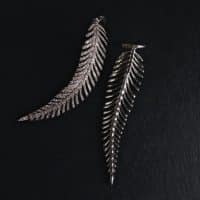 Gem Gardener, Diamond Feather Earrings Long, diamond chandelier earrings, feather diamond dangle earrings, long diamond earrings for sale, diamond dangling earrings singapore, diamond earrings singapore