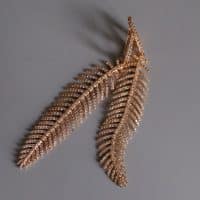 Gem Gardener, Feather Dangle Earrings Gold, diamond earrings singapore, feather diamond earrings, best chandelier earrings