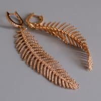 Gem Gardener, Feather Dangle Earrings Gold, diamond earrings singapore, feather diamond earrings, best chandelier earrings