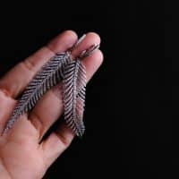 Gem Gardener, Diamond Feather Earrings Long, diamond chandelier earrings, feather diamond dangle earrings, long diamond earrings for sale, diamond dangling earrings singapore, diamond earrings singapore