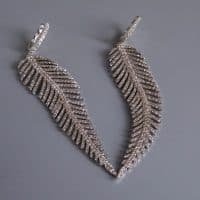 Gem Gardener, Diamond Feather Earrings Long, diamond chandelier earrings, feather diamond dangle earrings, long diamond earrings for sale, diamond dangling earrings singapore, diamond earrings singapore
