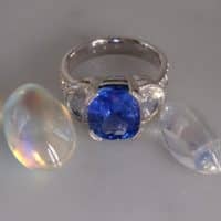 Gem Gardener, Blue and Yellow Moonstone, buy rare moonstone, moonstone gem singapore, blue flash moonstone cabochon