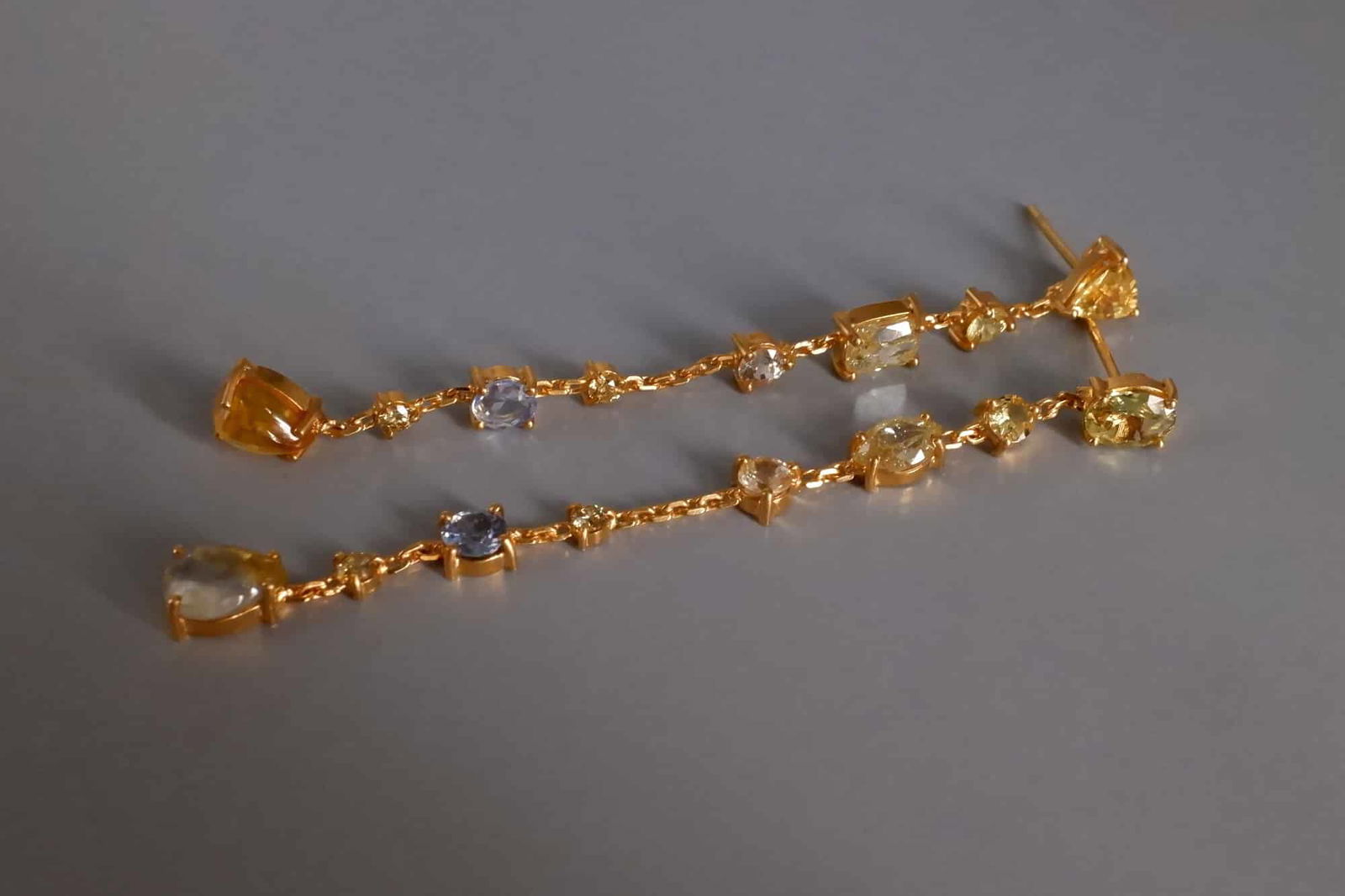 long diamond earrings, diamond threader drop earrings, thread earrings gold, thin long skinny earrings, fancy yellow diamond earrings, diamond dangling earrings singapore, Gem Gardener