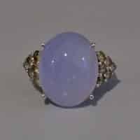 Gem Gardener, Chalcedony Ring, blue chalcedony ring white gold, lavender stone ring, cabochon chalcedony diamond ring, vintage gemstone rings for sale