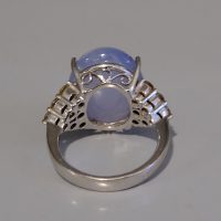 Gem Gardener, Chalcedony Ring, blue chalcedony ring white gold, lavender stone ring, cabochon chalcedony diamond ring, vintage gemstone rings for sale