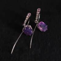 kashmir sapphire earrings, Gem Gardener, violet sapphire earrings, purple sapphire earrings, unheated purple sapphire, sapphire drop earrings