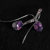 kashmir sapphire earrings, Gem Gardener, violet sapphire earrings, purple sapphire earrings, unheated purple sapphire, sapphire drop earrings