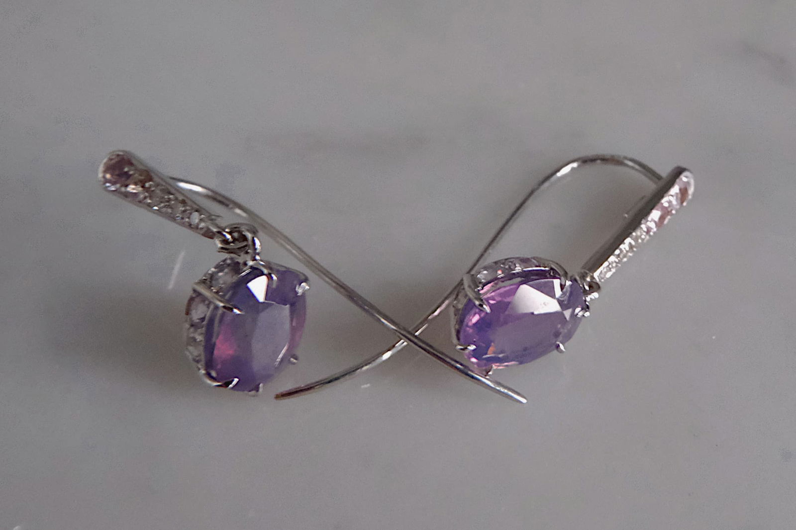 kashmir sapphire earrings, Gem Gardener, violet sapphire earrings, purple sapphire earrings, unheated purple sapphire, sapphire drop earrings