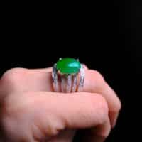 Jadeite Jade Diamond Ring, Gem Gardener, imperial green jade ring, chunky jade ring, jadeite ring singapore, art deco jade ring